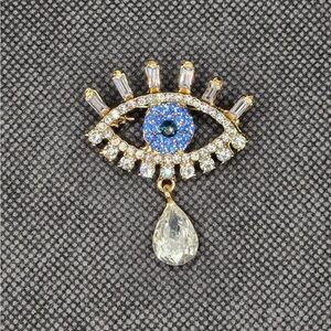Evil Eye Bling Brooch- Rhinestones,CZ, faux crystal dangle